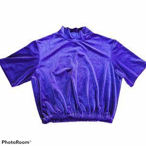 Studio Works Vintage Velvet Stretch Crop Top Shirt